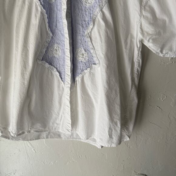 Vintage Take a Break Western Shirt M White Eyelet Embroidered Yoke Lace‎ Detail - Picture 3 of 9